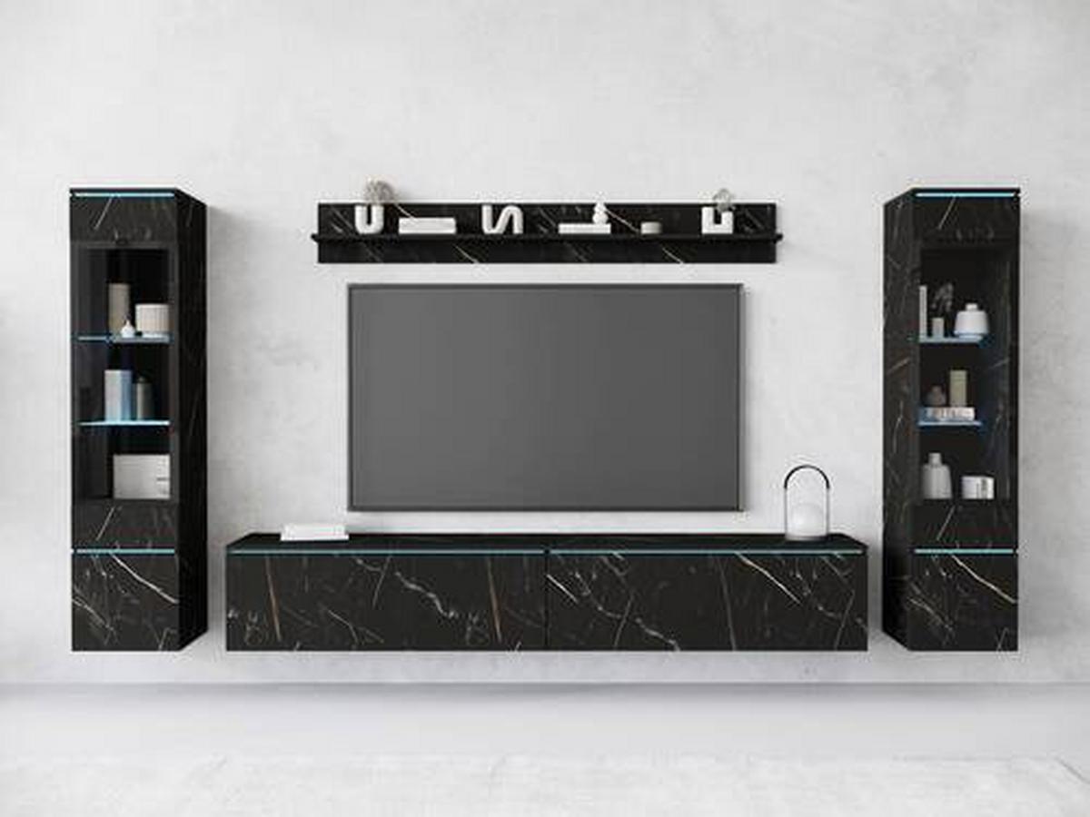 Obývací stěna SAN SEBASTIAN - šedá/barvy břidlice, Design, kompozitní dřevo/plast (240/130/33cm) - Livetastic
