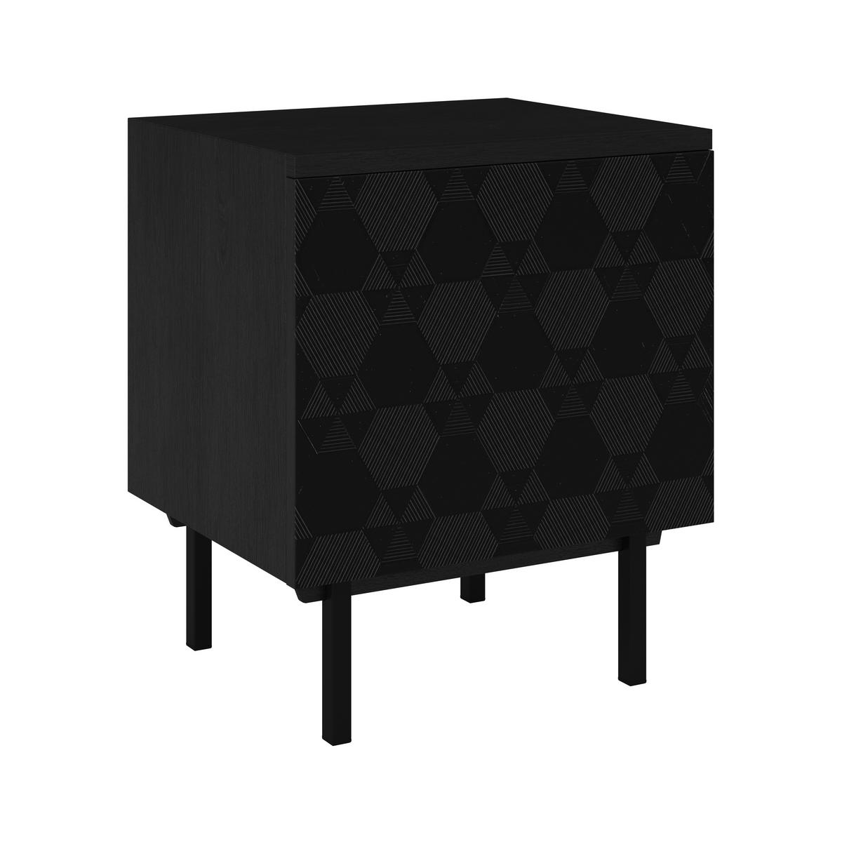 Noční stolek ROMA - černá, Moderní, kov/dřevo (48/56/38cm) - Bessagi Home