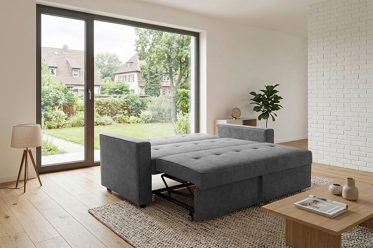 Schlafsofa Haze Dunkelgrau B: 162 Cm - Dunkelgrau, Trend, Textil (162/90/89cm)