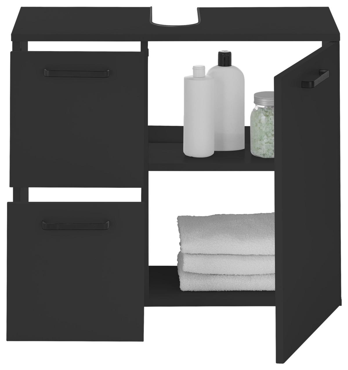 Waschbeckenunterschrank Vanice B: 70 Cm Schwarz - Schwarz, MODERN, Holzwerkstoff (70/60/35cm) - MID.YOU