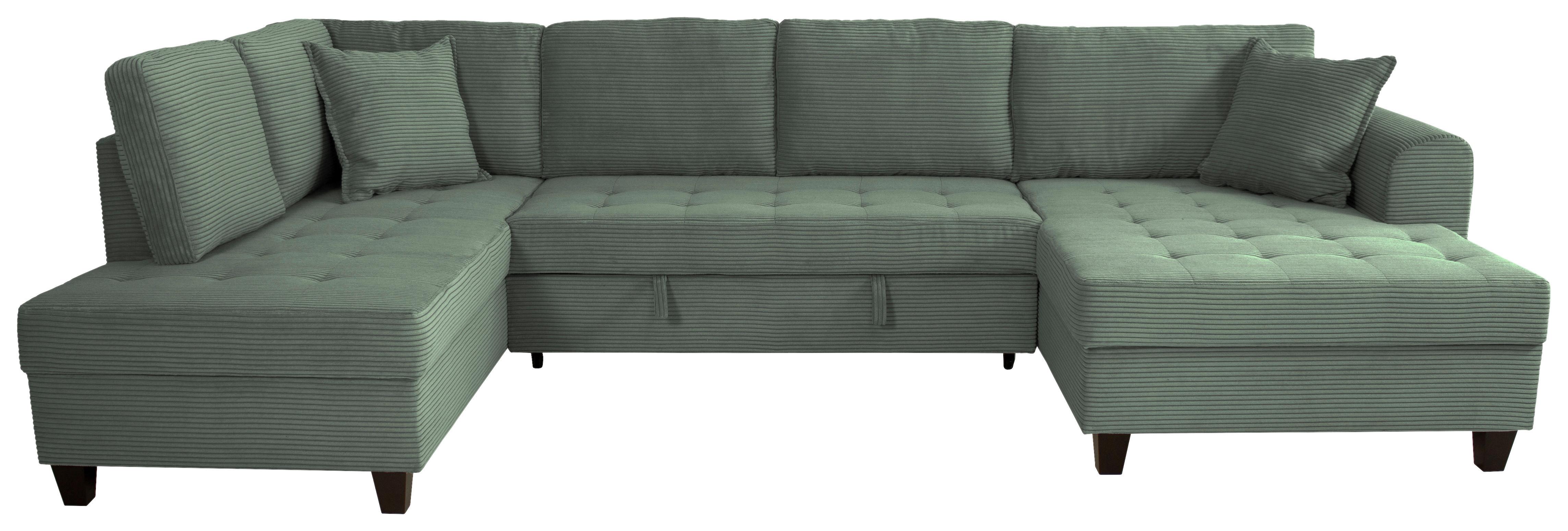 Wohnlandschaft Moritz Grün U-Form: 178x324x155 cm