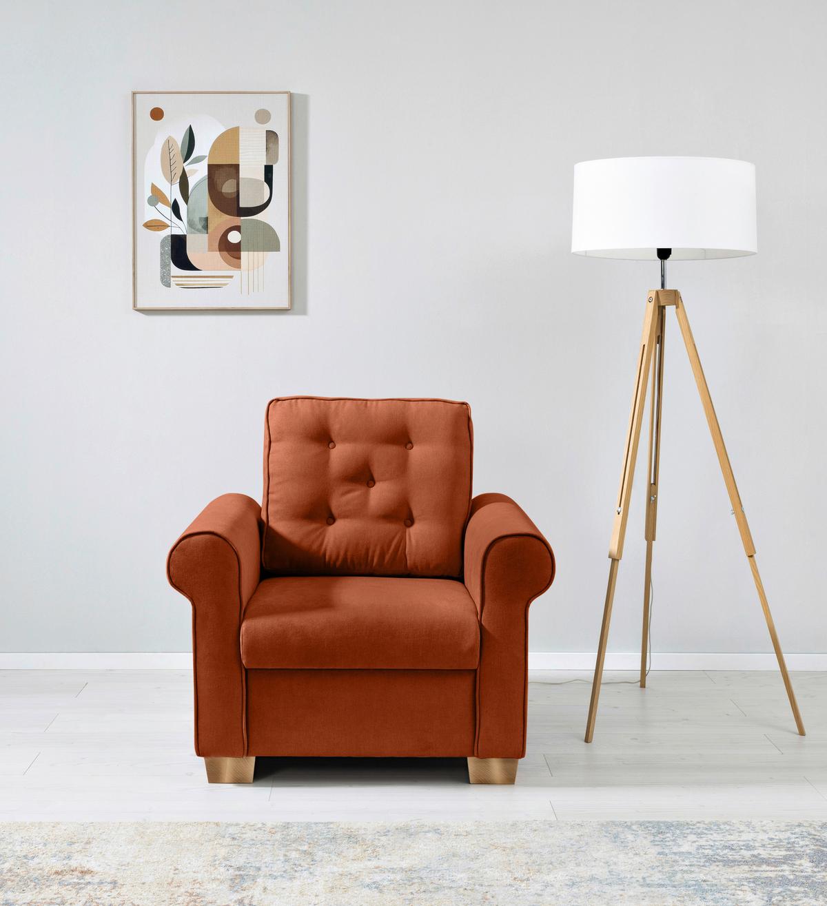 Sessel Arles, Terracotta 39 B: 93 Cm - Buchefarben/Terracotta, Design, Textil (93/89/82cm) - MID.YOU