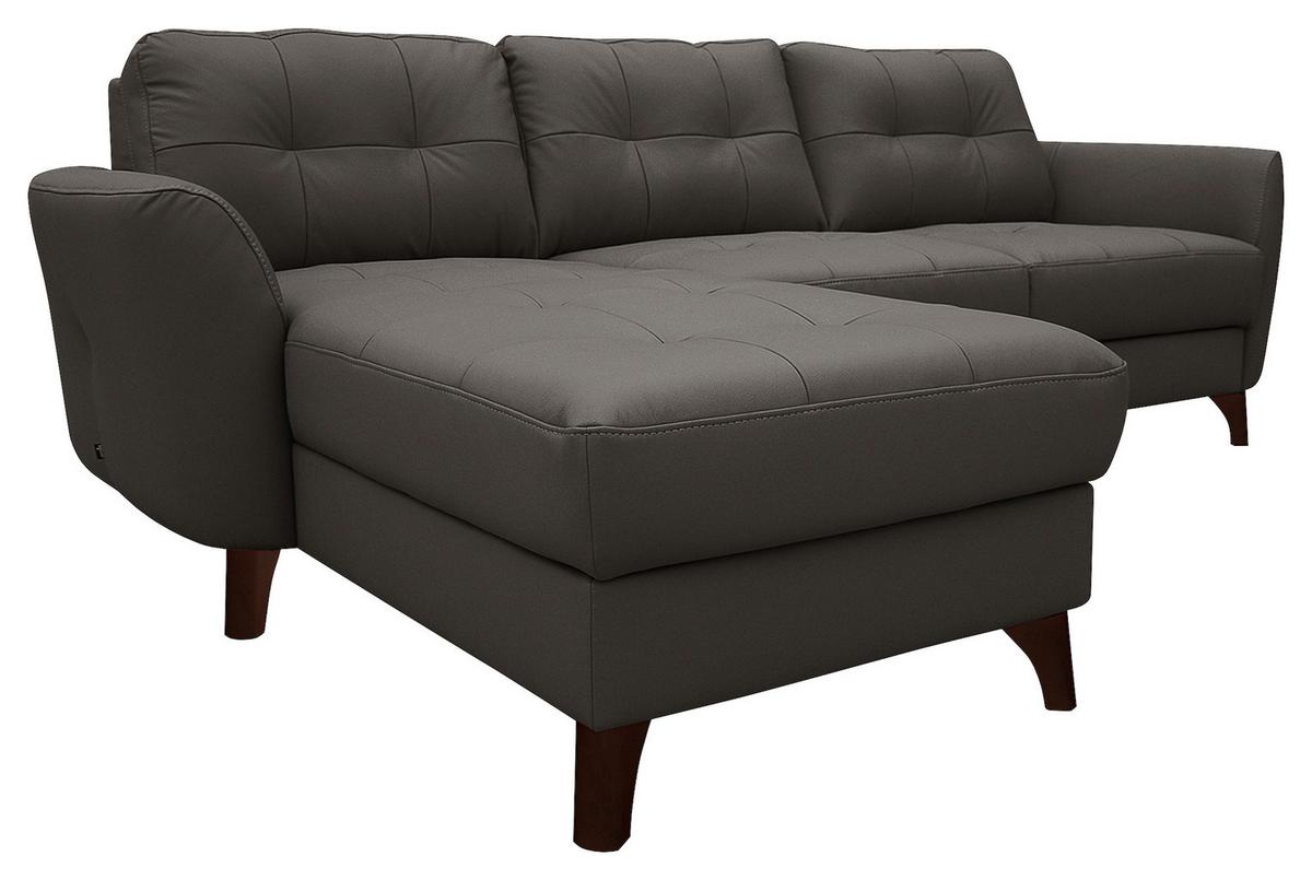 Ecksofa Nordic Dunkelbraun S: 168x238 cm - Dunkelbraun/Buchefarben, Design, Leder/Textil (168/238cm) - Livetastic