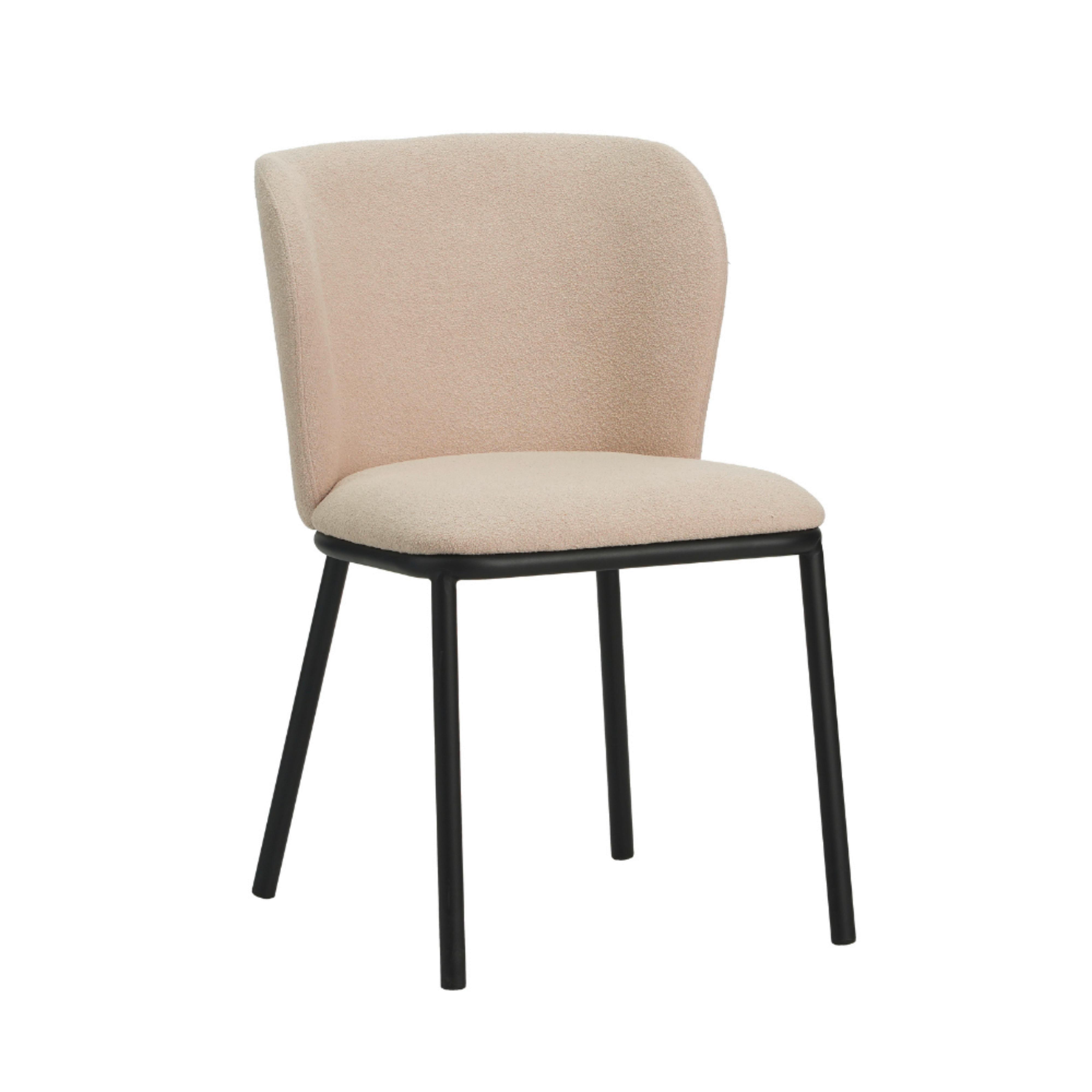Stuhl-Set Bourges Beige B: 52 cm - Beige/Schwarz, MODERN, Textil/Metall (52/80/44cm) - MID.YOU