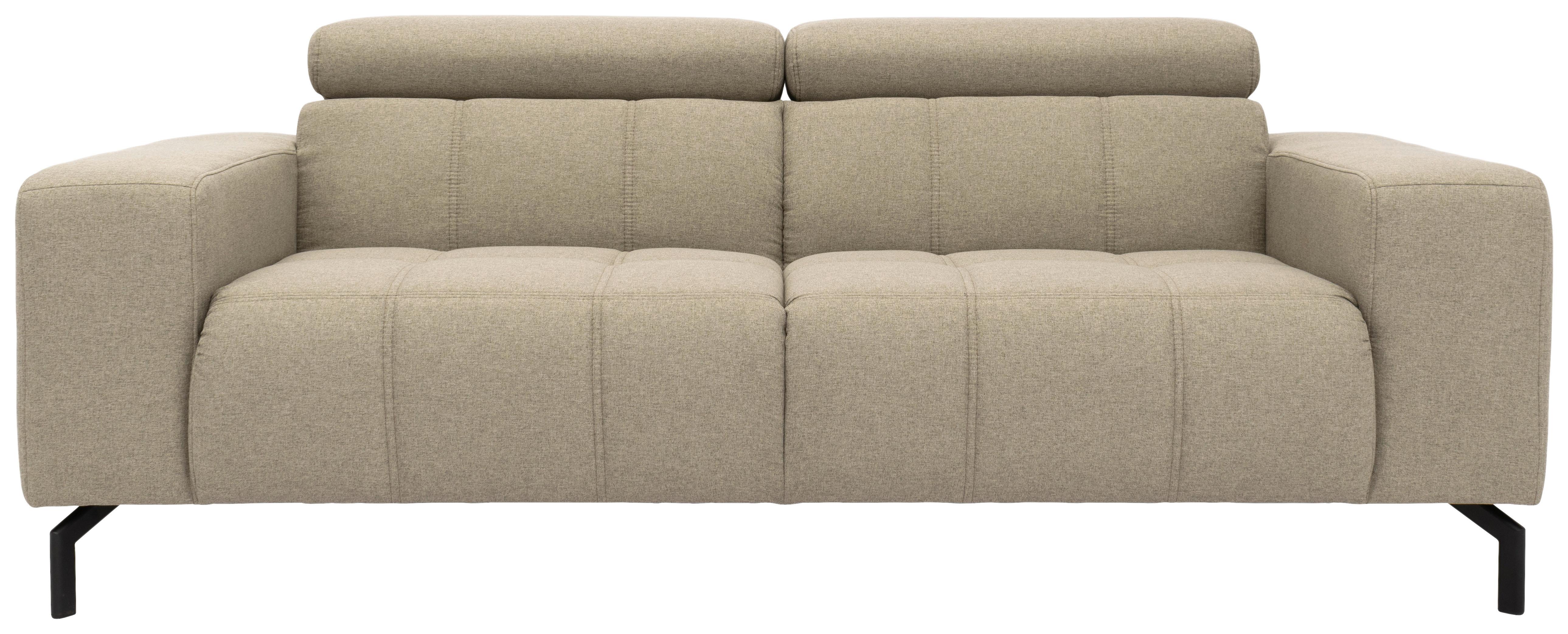 2-Sitzer-Sofa Cunelli Schlammfarben Webstoff - Schlammfarben/Schwarz, Design, Textil (208/79/104cm)