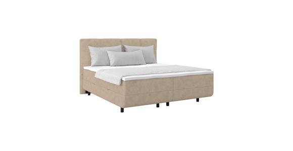 Polsterbett mit Bettkasten 180x220 cm London Beige - Beige/Schwarz, MODERN, Holzwerkstoff/Textil (180/220cm) - Luca Bessoni