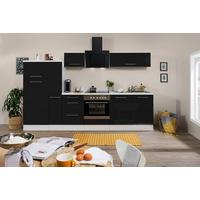 Küchenzeile mit Geräten 300 cm Schwarz Hochglanz/Weiß - Schwarz/Weiß, KONVENTIONELL, Holzwerkstoff (300cm) - Respekta