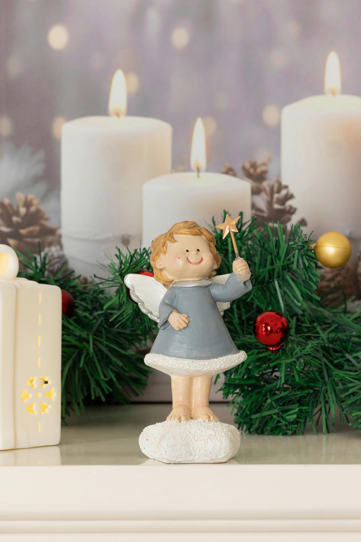 Dekoengel Gabriel - Blau/Beige, KONVENTIONELL, Kunststoff - Luca Bessoni