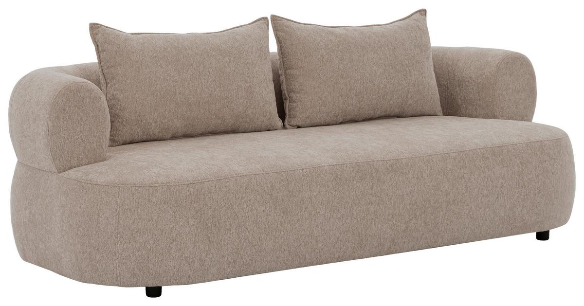 3-Sitzer-Sofa Ferro Hellbraun B: 200 cm - Hellbraun/Schwarz, Design, Textil (200/76/96cm) - Livetastic
