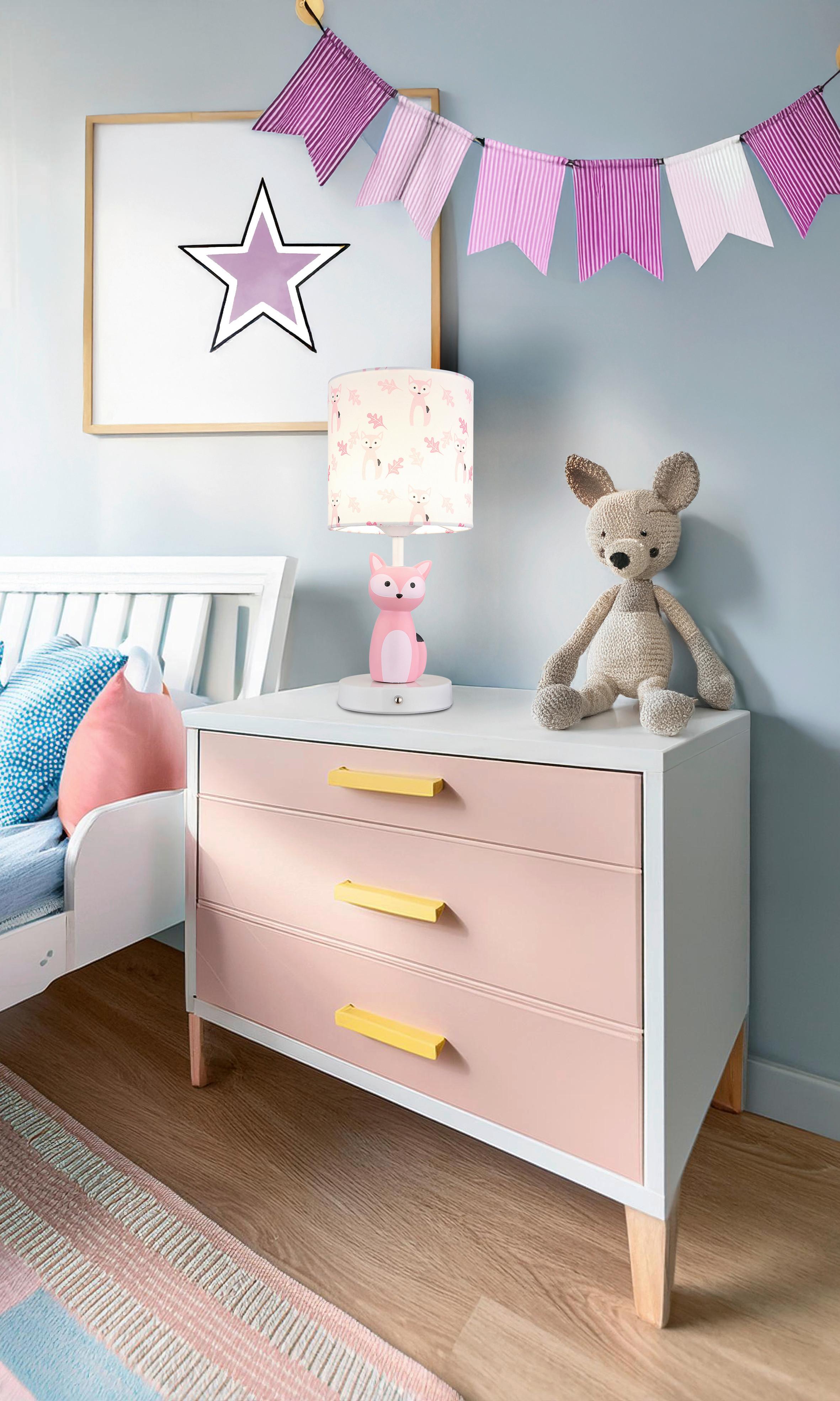 LED-Tischleuchte Foxy Weiß Pink D: 15 cm - Pink/Weiß, Trend, Keramik/Kunststoff (15/33,5cm) - Globo