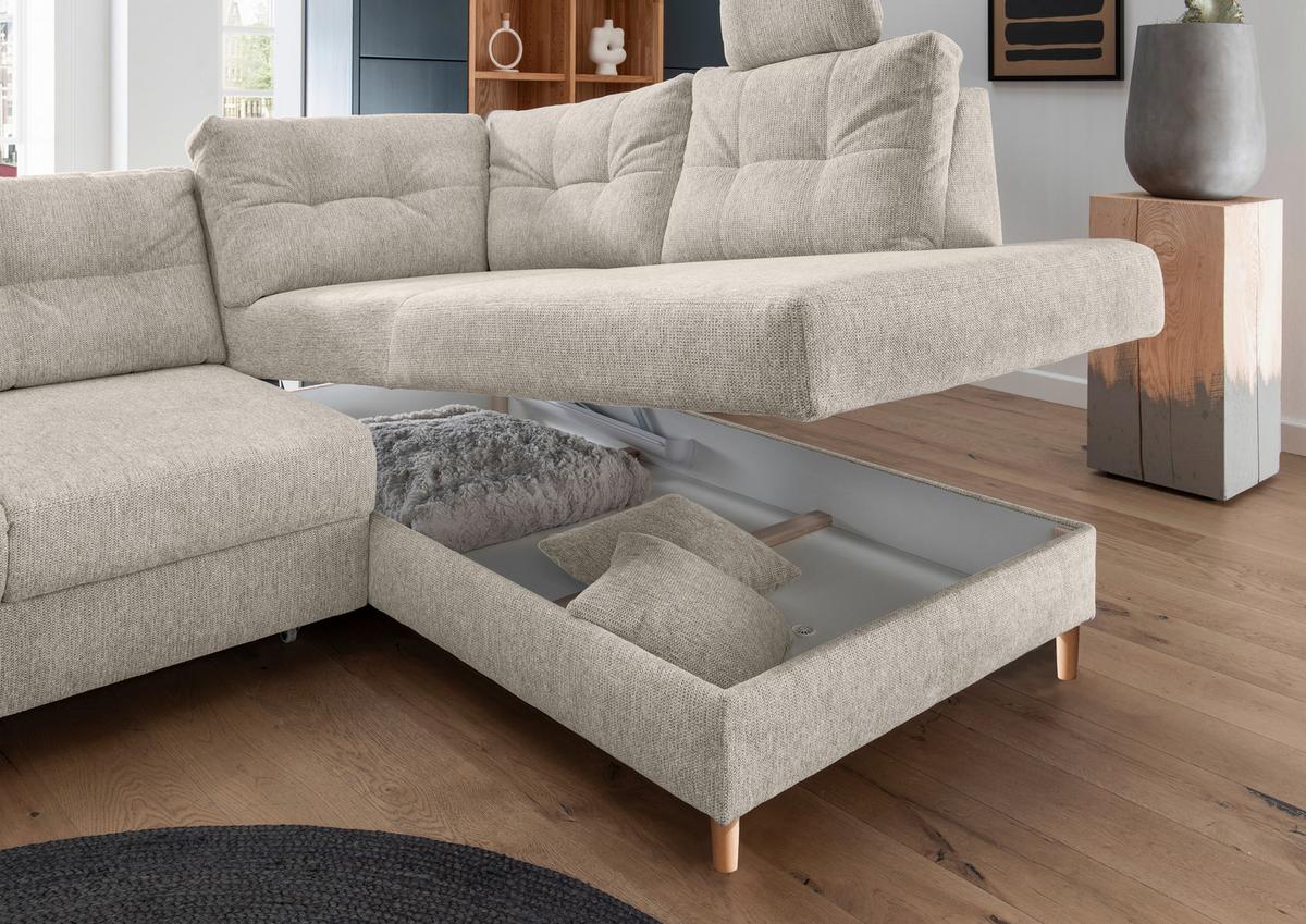 Ecksofa Brizzini, Beige S: 264x206 Cm - Beige/Naturfarben, MODERN, Textil (264/206cm) - Livetastic