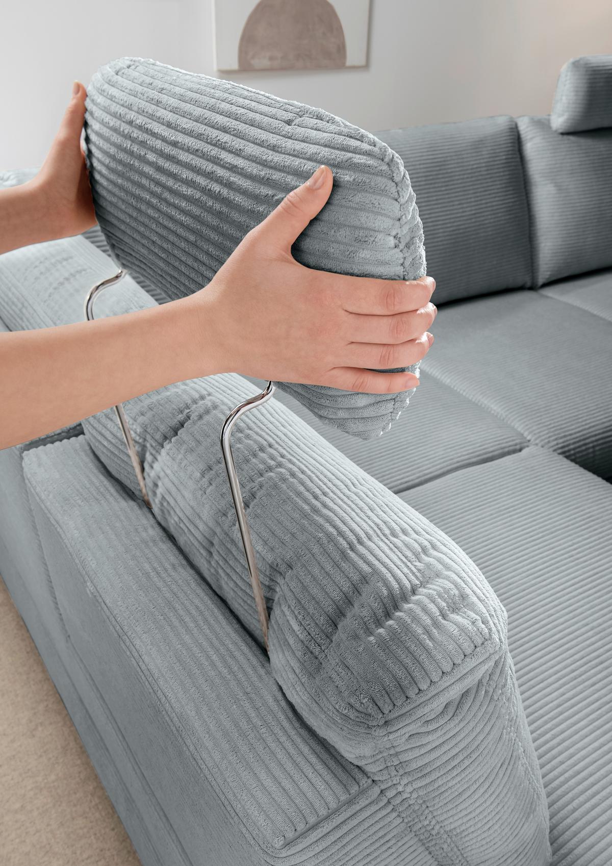 Eckschlafsofa Positano Hellblau S: 206x261 Cm - Wildeiche/Hellblau, MODERN, Textil (206/261cm) - Livetastic