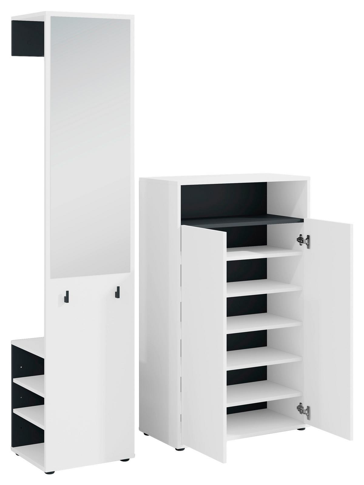 Garderobe Lyon Weiß/Schwarz B: 110 cm - Schwarz/Weiß, Design, Holzwerkstoff (110/186/35cm) - MID.YOU