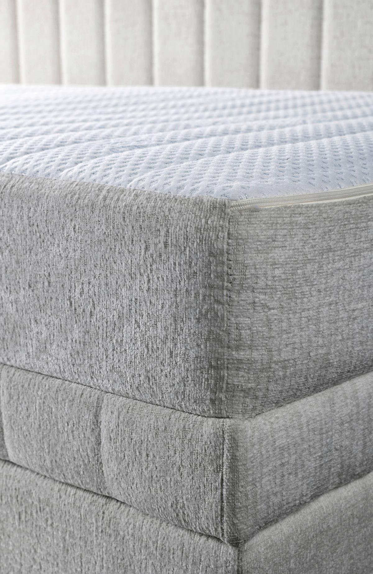 Schlafsofa Roma, Hellgrau B: 212 Cm - Hellgrau/Schwarz, Design, Textil (99/83/212cm) - MID.YOU