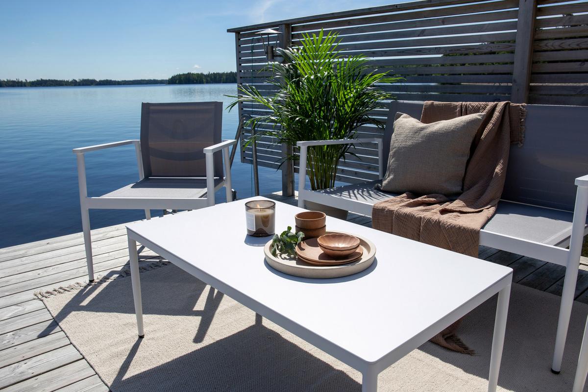 Loungegarnitur Break - Weiß/Grau, KONVENTIONELL, Glas/Textil - Gardenson