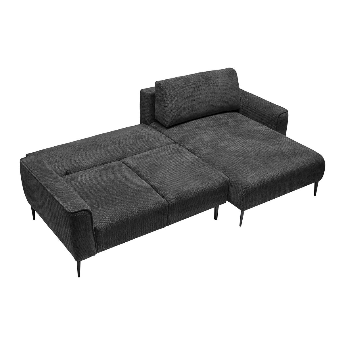 Rohová sedačka CUSTOM, pravá, černá žinylka - černá, Moderní, kov/textil (255/164cm) - Mömax