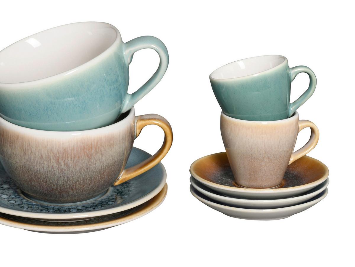 Cappuccinotasse mit Untertass Caldera Mix Multicolor - Multicolor, Basics, Keramik - Creatable