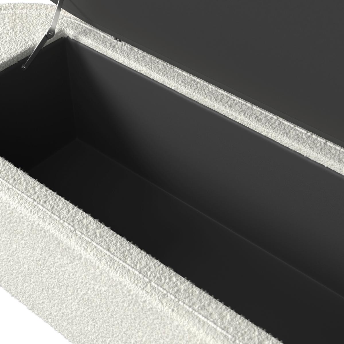 Čalouněná taburetka BENJI s úlož.prostorem, slonovinová - slonovinová, Moderní, dřevo/textil (125/51/49cm) - Bessagi Home