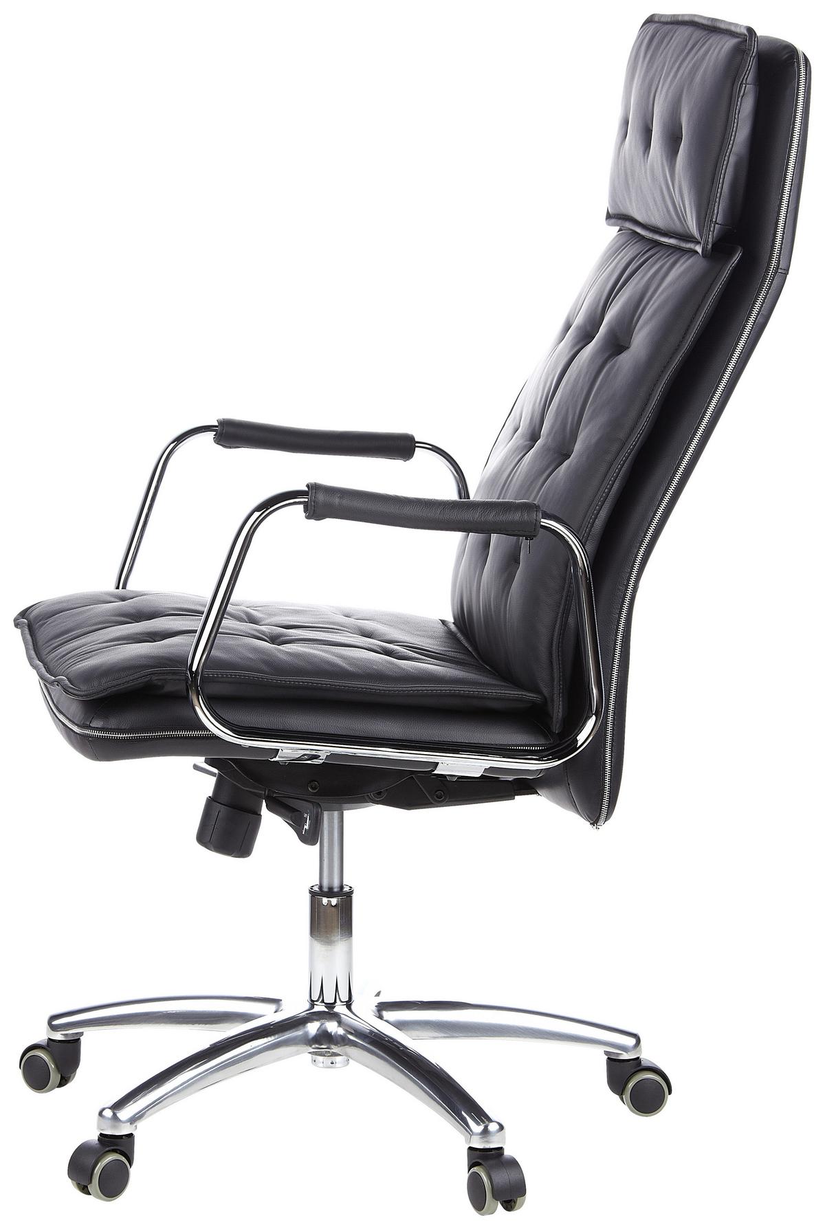 Chefsessel Villa Schwarz Bis 120 Kg - Schwarz, Basics, Leder/Kunststoff (60/130/48cm) - MID.YOU