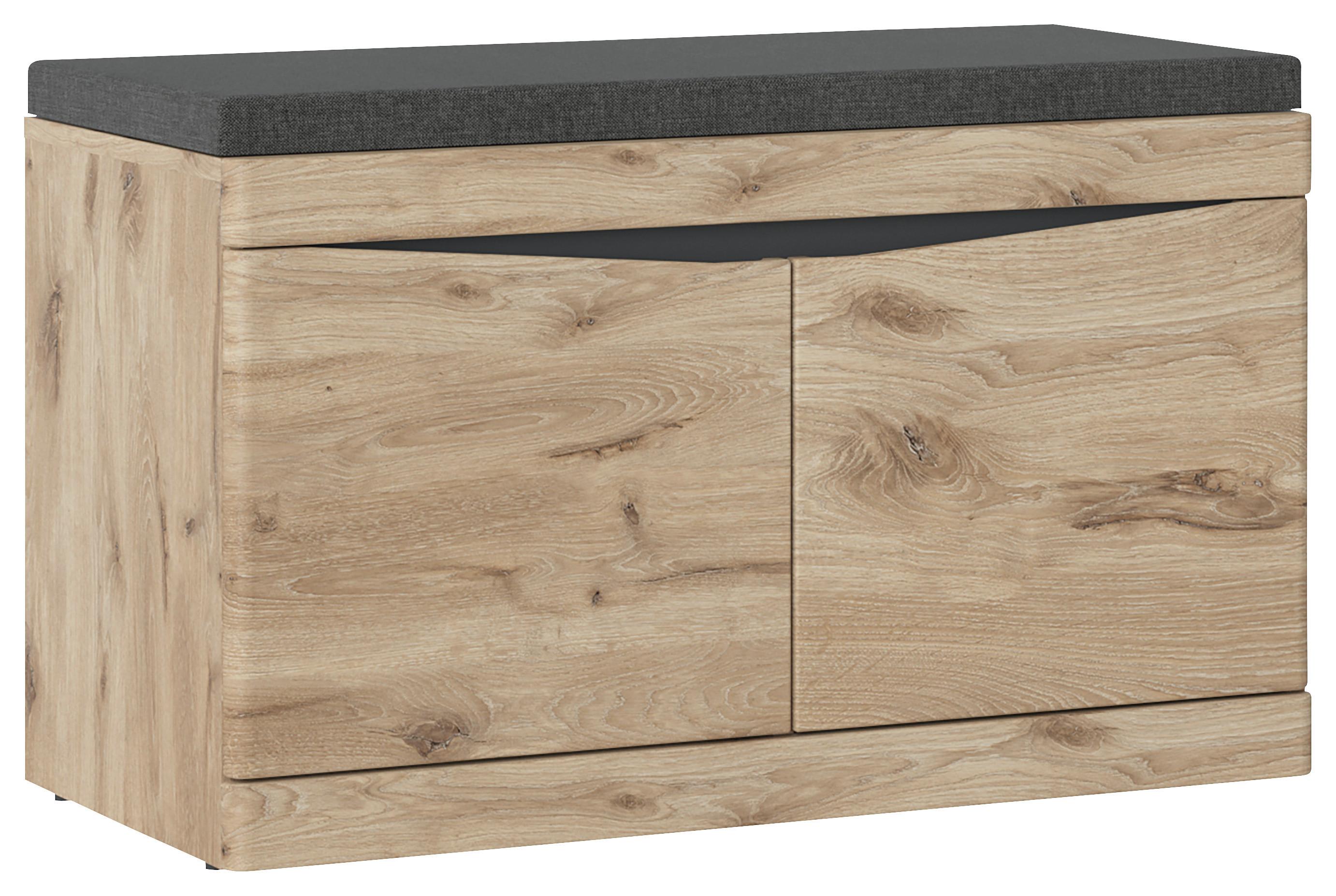 Garderobenbank Twist B: 86 cm Viking Eiche Dekor/Anthrazit - Eichefarben/Anthrazit, MODERN, Holzwerkstoff/Textil (86/49/39,9cm)