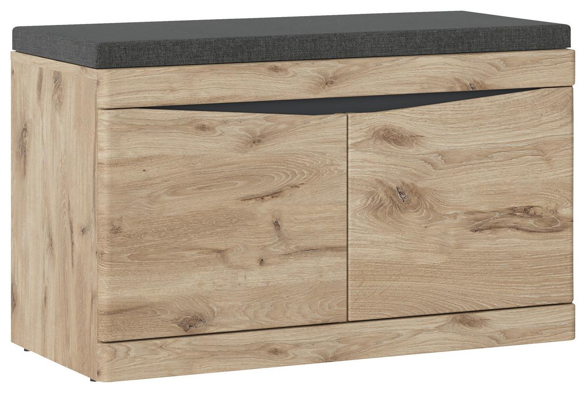 Garderobenbank Twist B: 86 cm Viking Eiche Dekor/Anthrazit - Eichefarben/Anthrazit, MODERN, Holzwerkstoff/Textil (86/49/39,9cm)