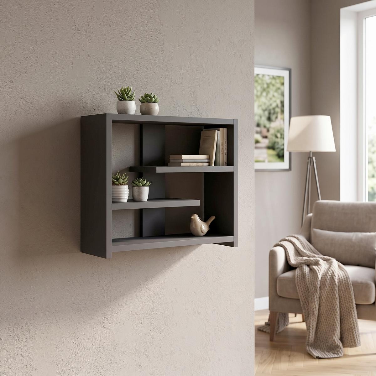 WANDREGAL Gupse Anthrazit B: 49 cm - Anthrazit, Design, Holzwerkstoff (49/40/21cm) - Livetastic