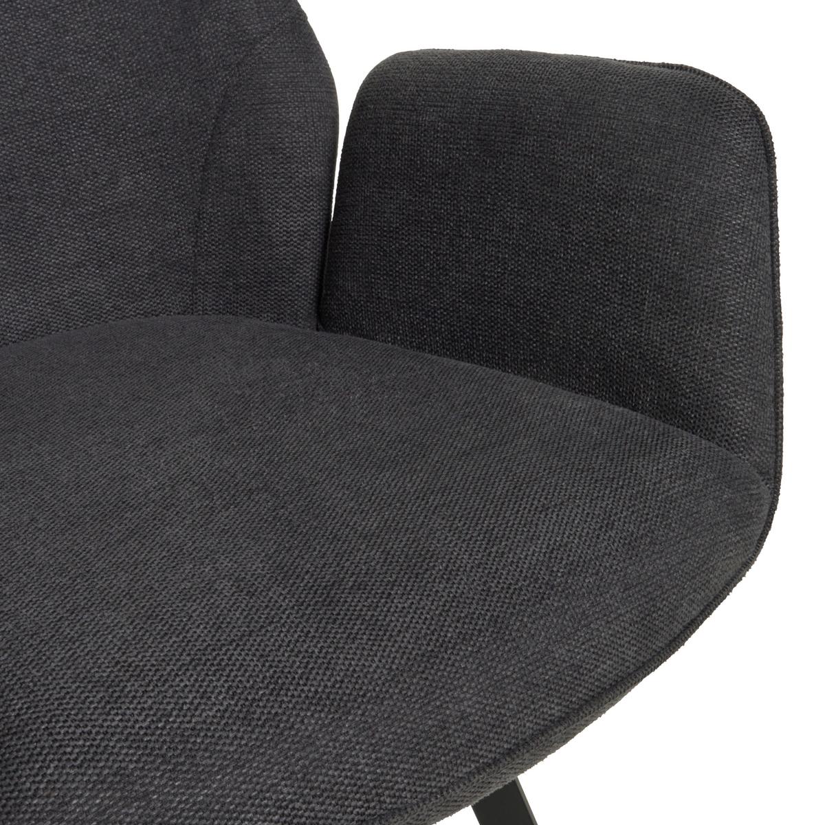 Armlehnstuhl Dalia Grau/Schwarz Gepolstert - Schwarz/Grau, LIFESTYLE, Textil/Metall (59/88/6.5cm) - MID.YOU