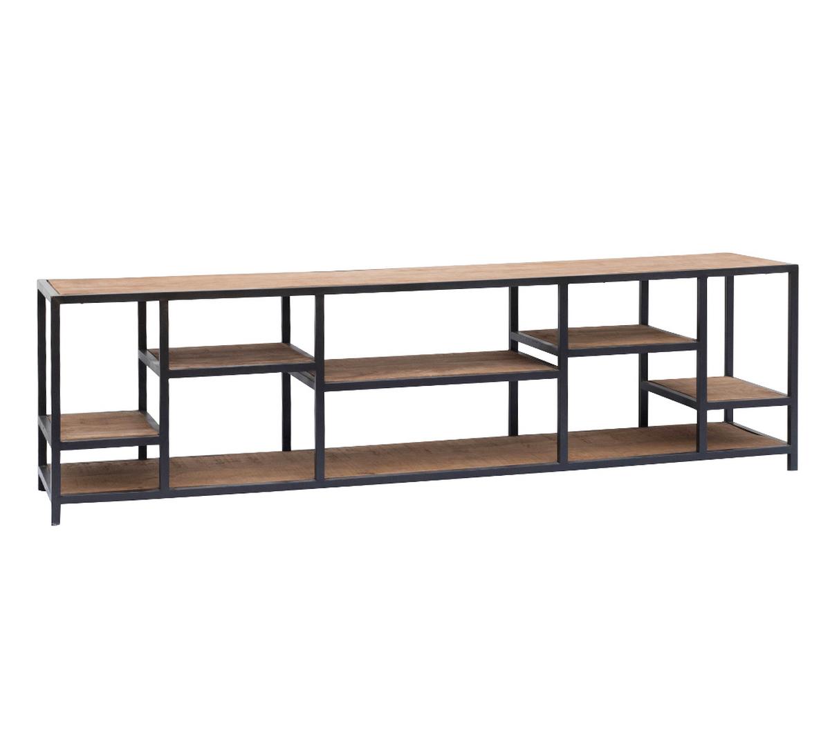 Regal Brix Flow 180 Cm Mangoholz/schwarz - Schwarz/Naturfarben, Basics, Holz/Metall (180/52/40cm) - Livetastic