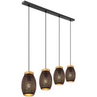 Hängeleuchte Narri H: 120 Cm 4-Flammig - Goldfarben/Schwarz, Basics, Metall (90/15/120cm) - Globo