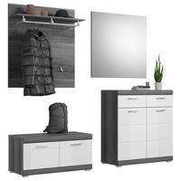 Garderobe Scout Weiß/Rauchsilber B: 195 cm - Dunkelgrau/Silberfarben, Design, Glas/Holzwerkstoff (195/197/40cm) - MID.YOU