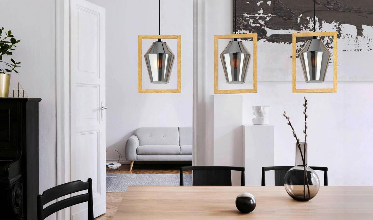 Hängeleuchte 99702* Viglioni - Schwarz/Braun, Design, Glas/Holz (106/16,5/110cm) - Eglo