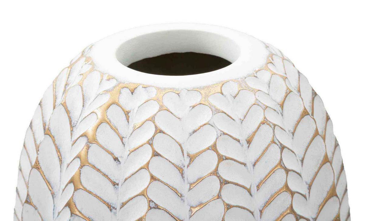 Vase Resina Leaf Weiß, Goldfarben B: 20 Cm - Goldfarben/Weiß, Basics, Kunststoff (20/67/20  cm)