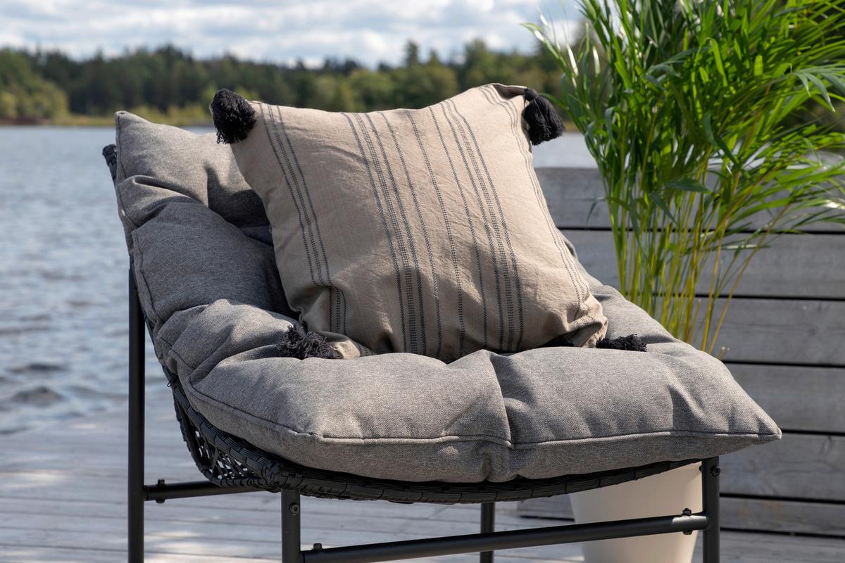 LOUNGEGARNITUR TINA - Schwarz/Grau, KONVENTIONELL, Kunststoff/Textil - Gardenson