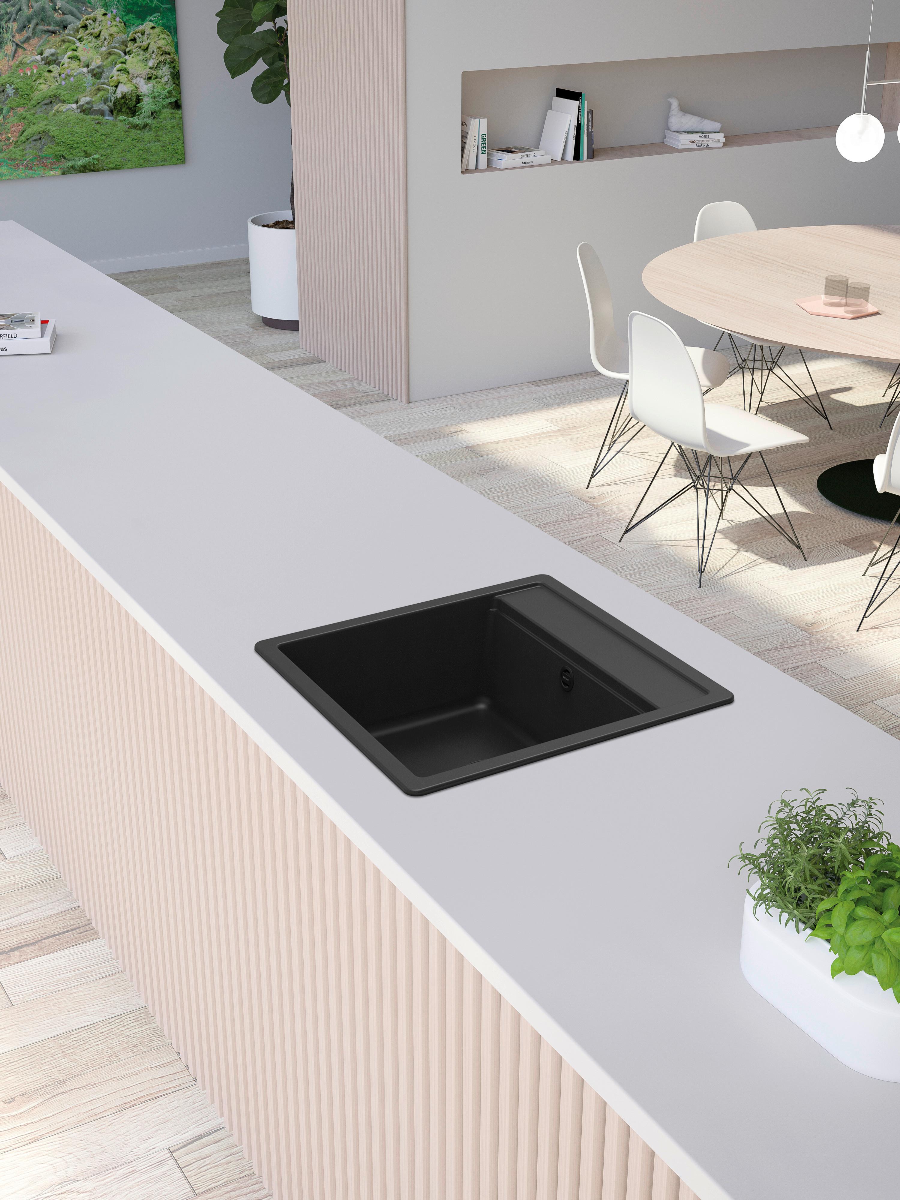 Granitový drez SISTANT LAGOS N-100S - čierna, Modern, kameň (49/51cm) - Sistant