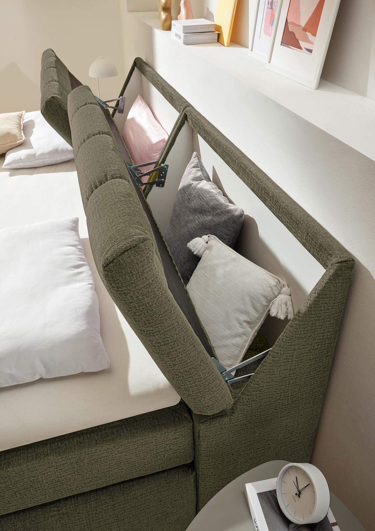 Boxspringbett Elkford 6 Mit Topper & Bettkasten 240x200 - Grün, MODERN, Holzwerkstoff/Textil (240/200cm) - MID.YOU