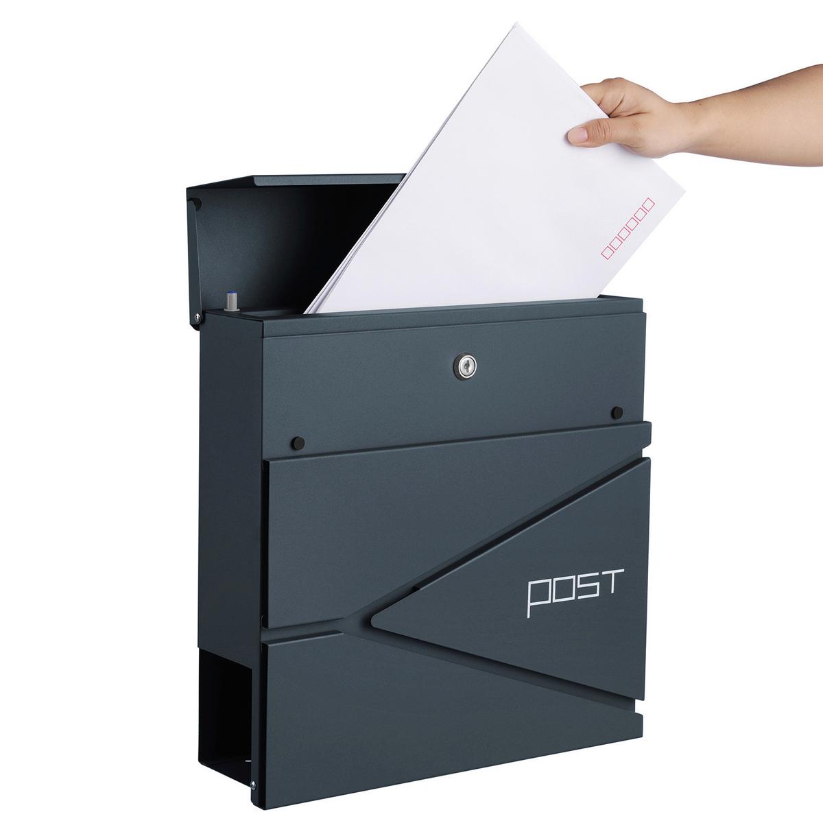 Briefkasten Grau B: 37 Cm - Grau, Basics, Metall (37/37/10,5cm)