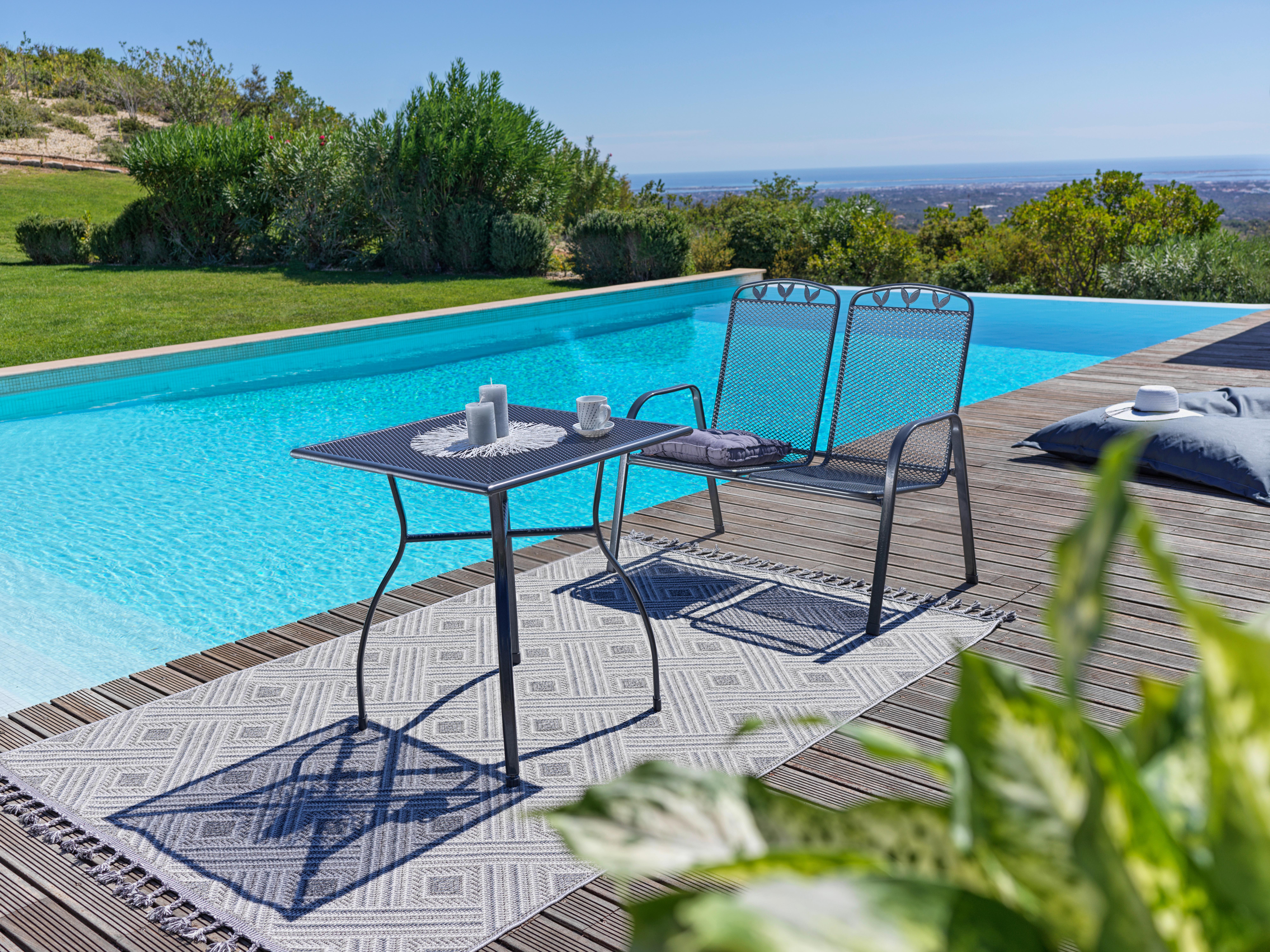 Gartenbank Metall 2-Sitzer Toulouse mit Armlehnen - Grau, MODERN, Metall (108/98/61cm) - Luca Bessoni