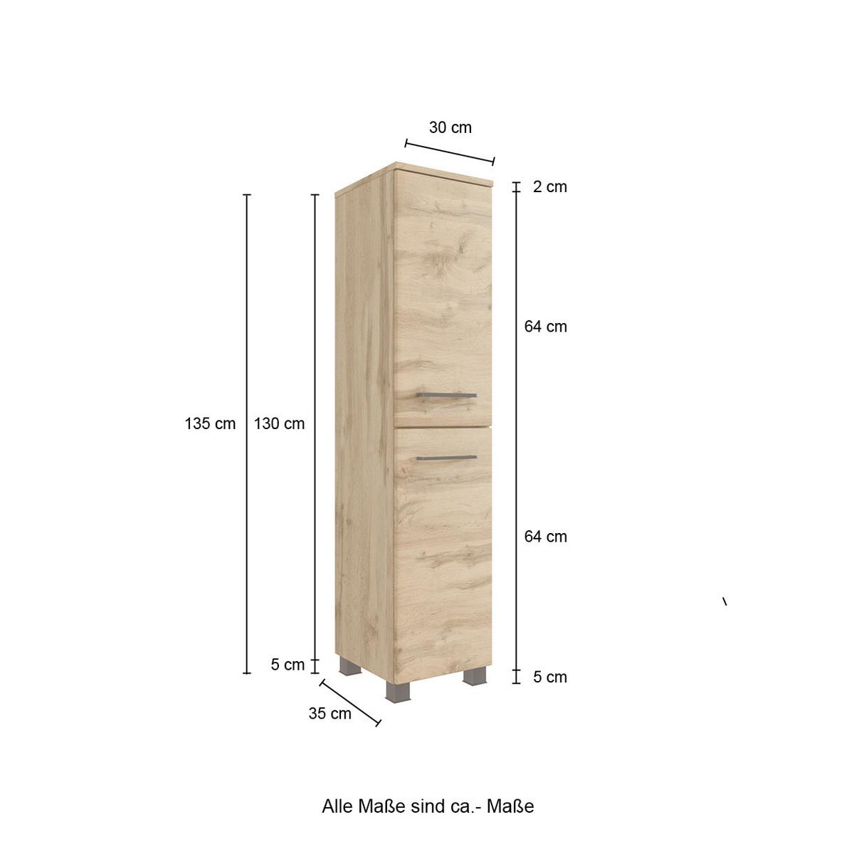 Badmöbel-set Manchester B: 130 Cm Eiche Wotan Dekor - Eichefarben/Weiß, MODERN, Keramik/Holzwerkstoff (130cm) - Held