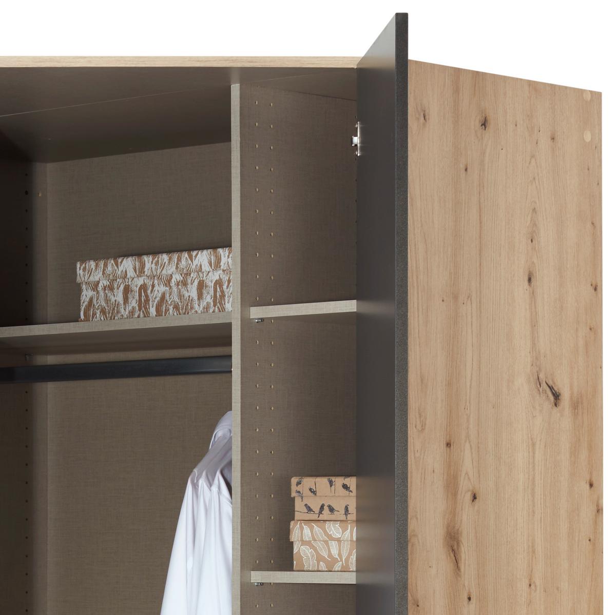 Sarokszekrény Celle Extra - Artisan tölgy/sötétszürke, Design, faalapú anyag (117/197/117cm)