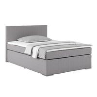 Postel Boxspring Nero, 140x200 cm, šedá - šedomodrá/šedobéžová, Konvenční, kov/textil (140/200cm)