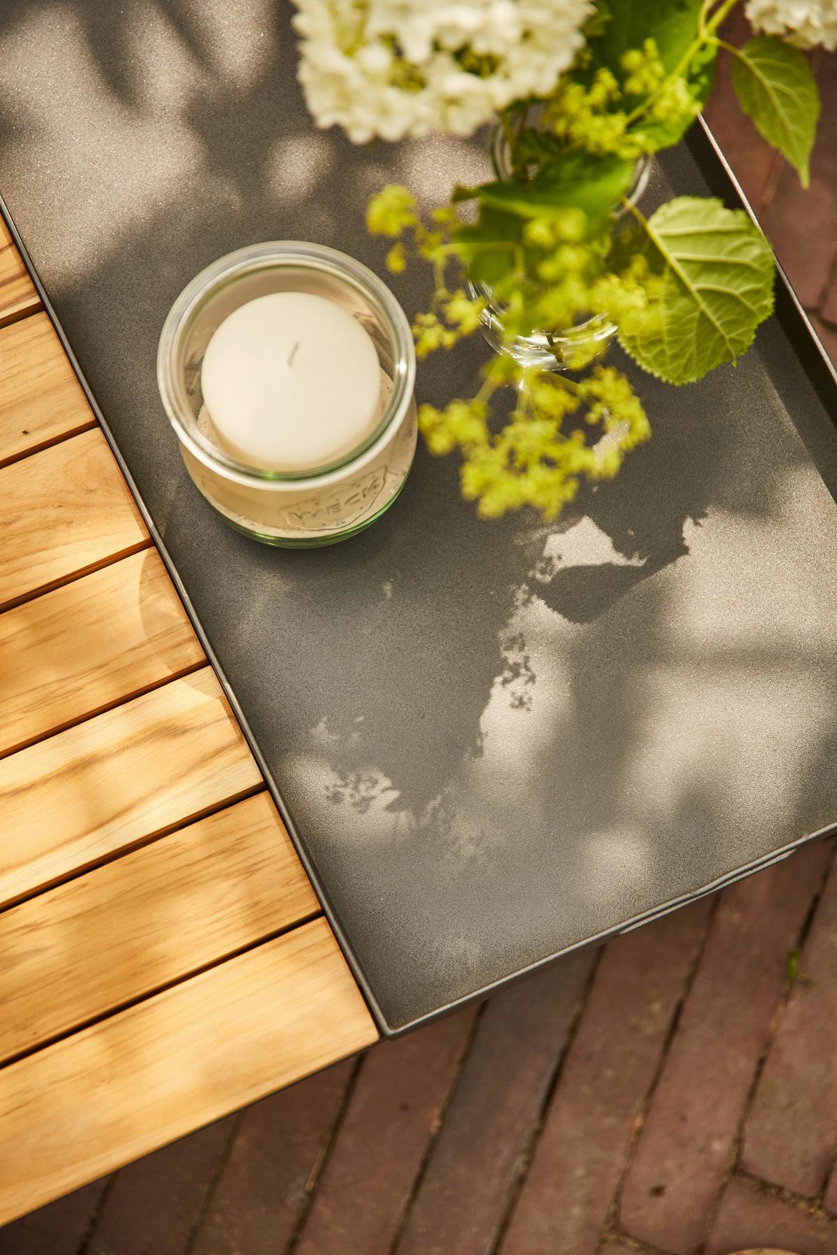 Loungetisch Aus Stahl und Echtholz - Anthrazit/Teakfarben, MODERN, Holz/Metall (102/70/27,5cm) - Siena Garden