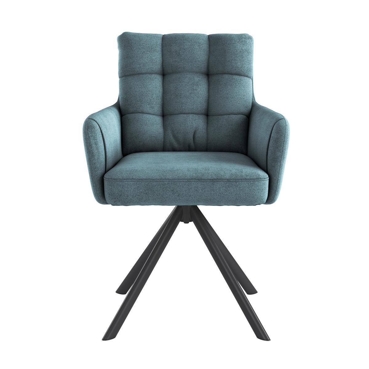 Armlehnstuhl Susan Blaugrün Schwarz/Sitzfläche 360°drehbar - Blau/Schwarz, KONVENTIONELL, Holz/Textil (59/90/66cm)