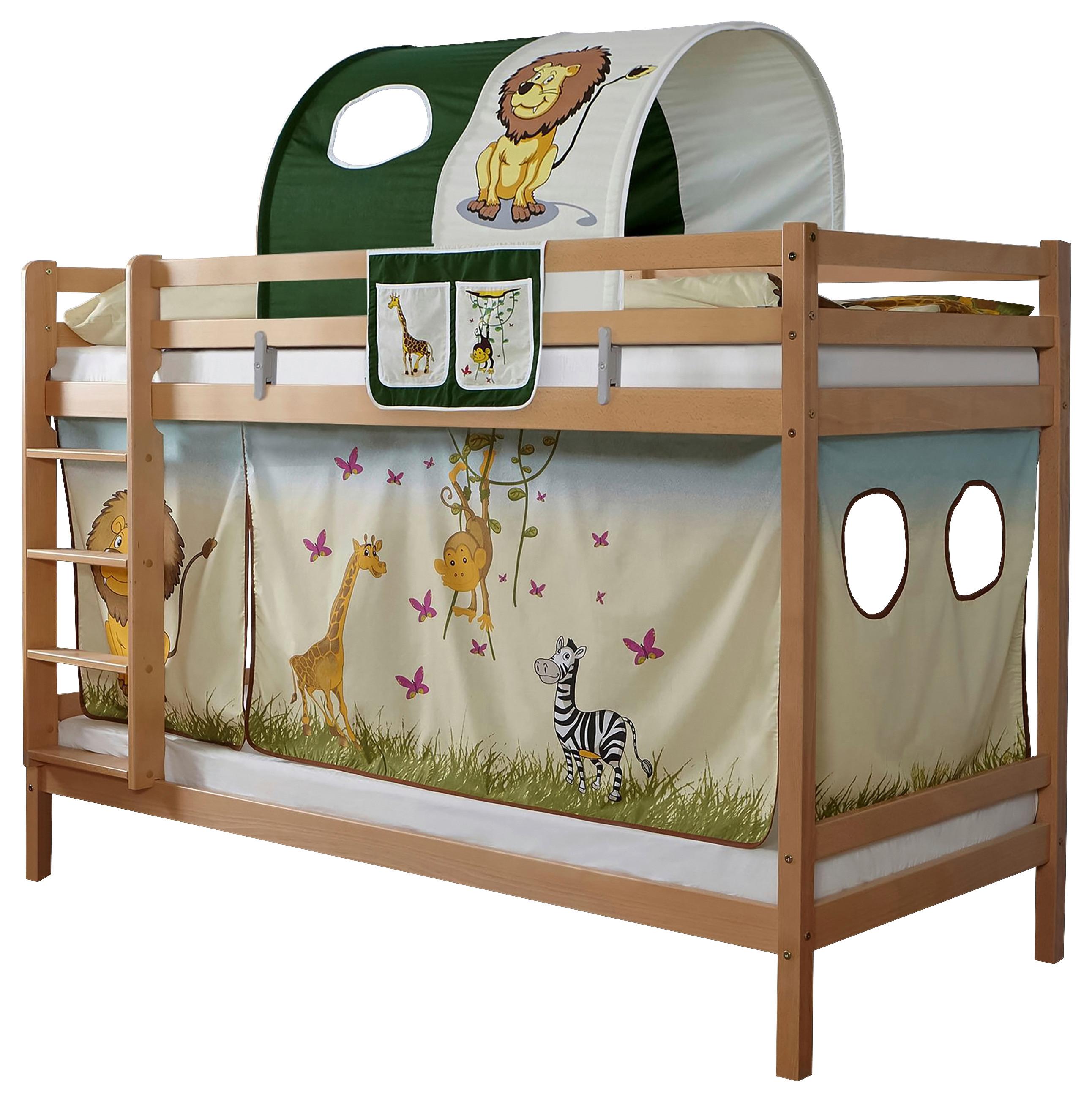Etagenbett Rene Buche Massiv Mit Leiter + Spielzubehör - Multicolor/Weiß, MODERN, Holz/Textil (90/200cm) - MID.YOU