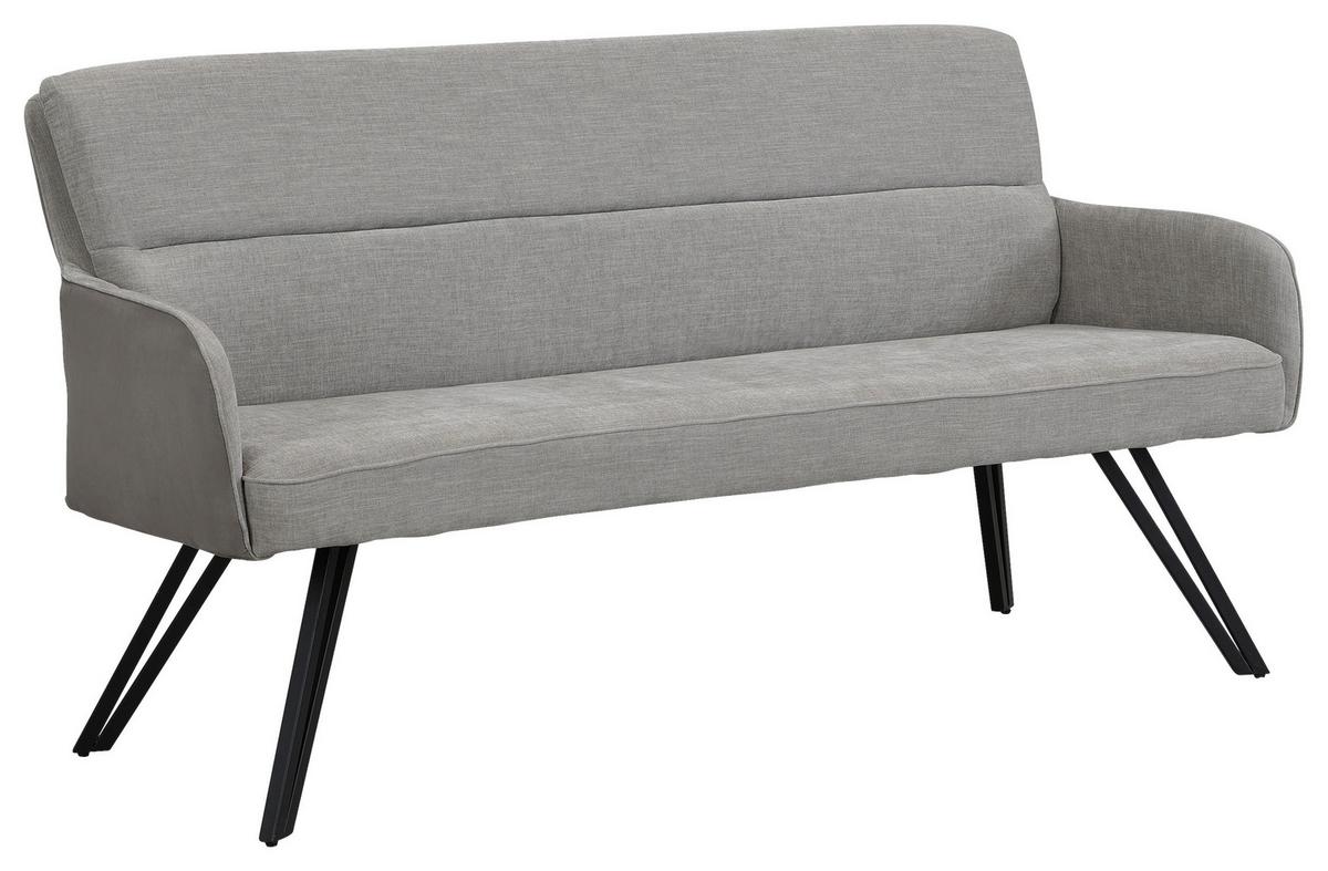 Sitzbank Tino - Hellgrau/Schwarz, MODERN, Textil/Metall (160/94/67cm) - MID.YOU