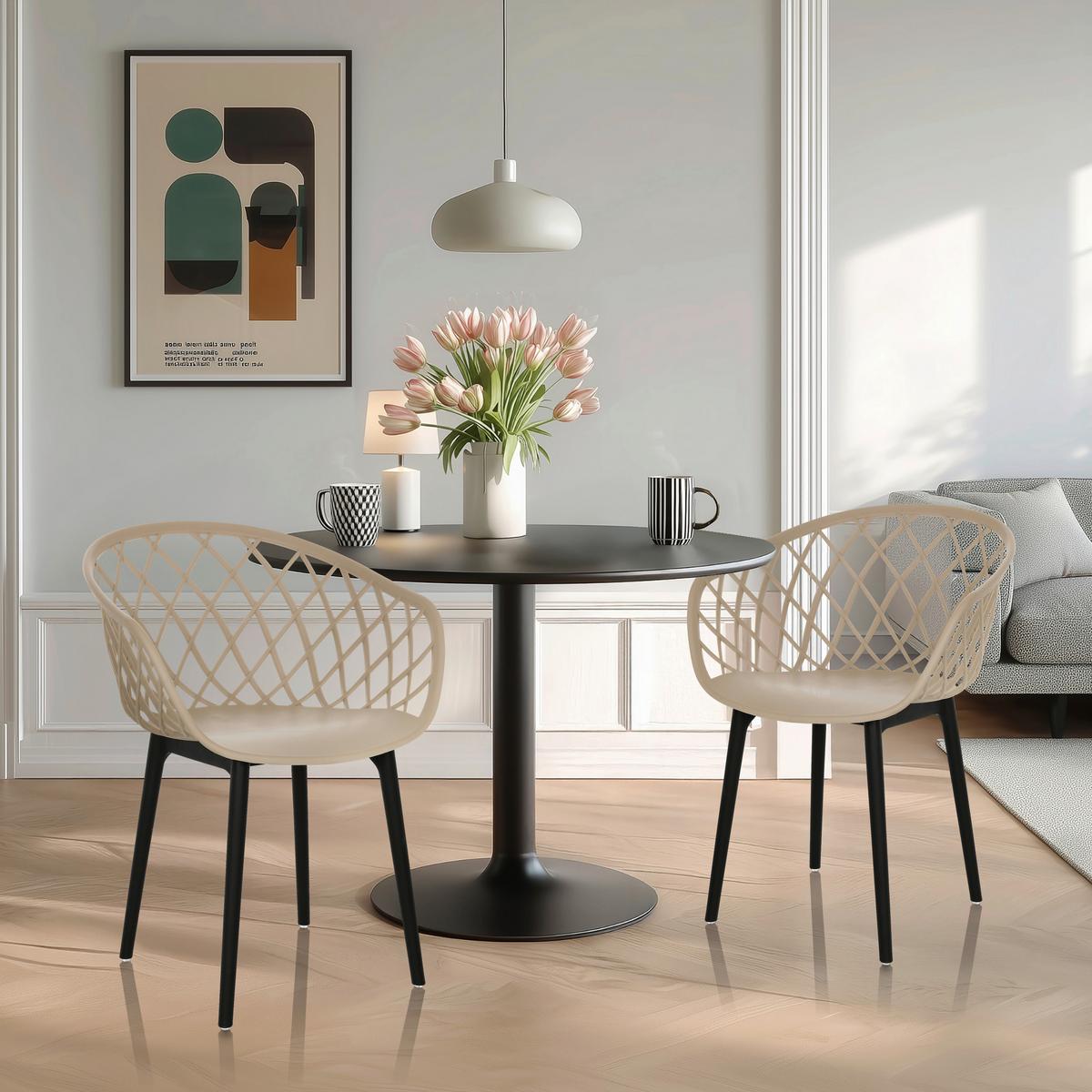 BESUCHERSTUHL Begio Beige B: 57cm - Beige/Schwarz, MODERN, Kunststoff (57/76/53cm) - MID.YOU