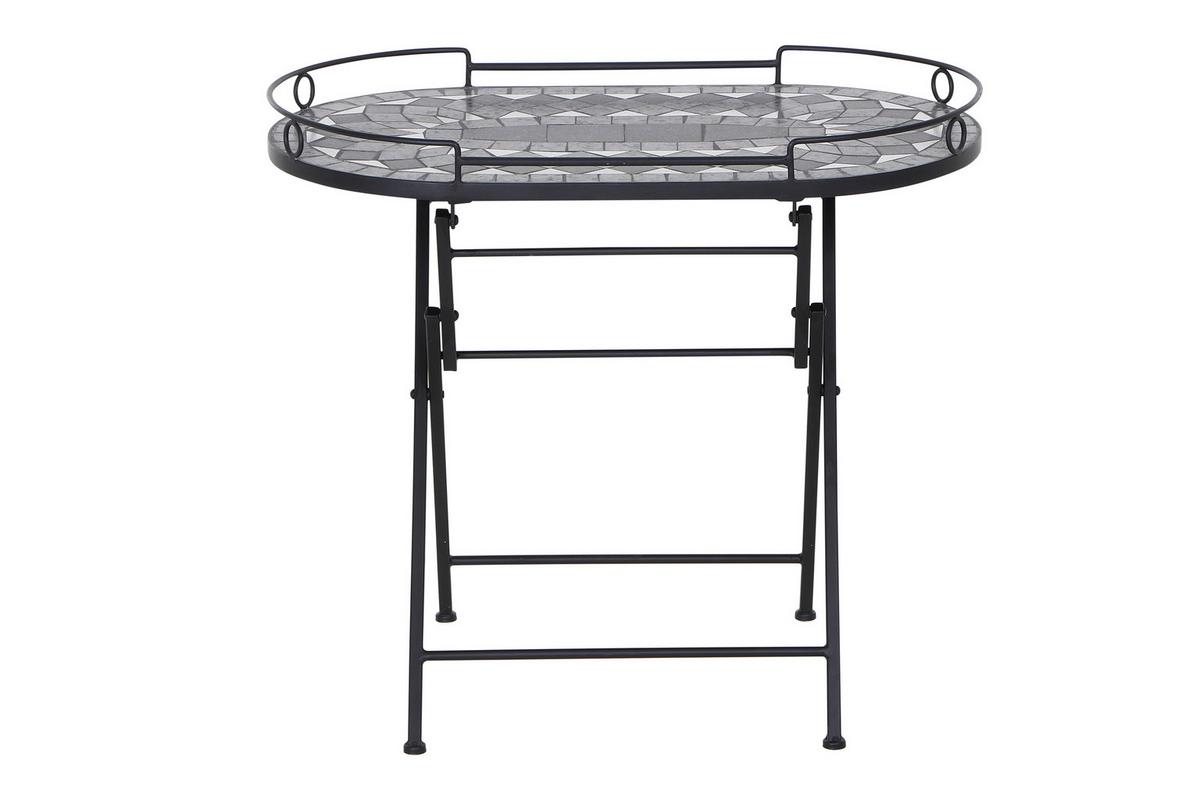 Gartentisch Klappbar Metall/Keramik L 67,5 cm - Schwarz, KONVENTIONELL, Keramik/Metall (67,5/41/60cm) - Siena Garden