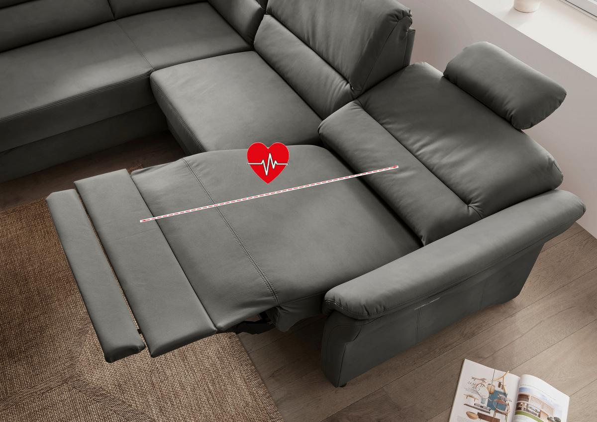 Ecksofa Cavoli, Grau S: 190x266 cm - Schwarz/Grau, MODERN, Textil (190/266cm) - Livetastic