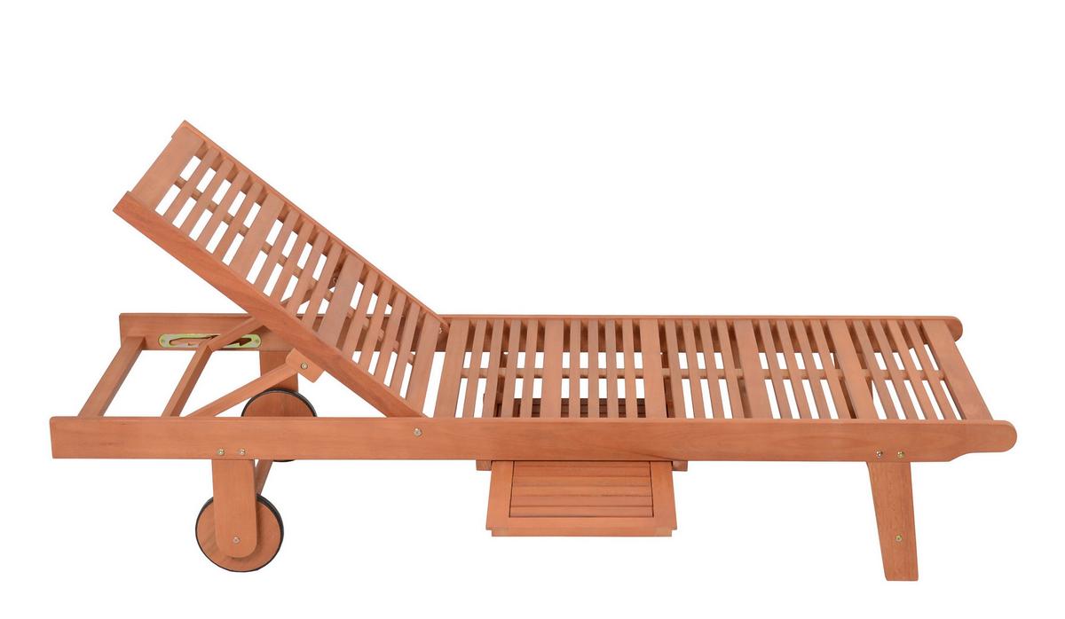 Sonnenliege San Diego - Beige/Braun, Basics, Holz/Textil (64/89/83cm) - Gardenson