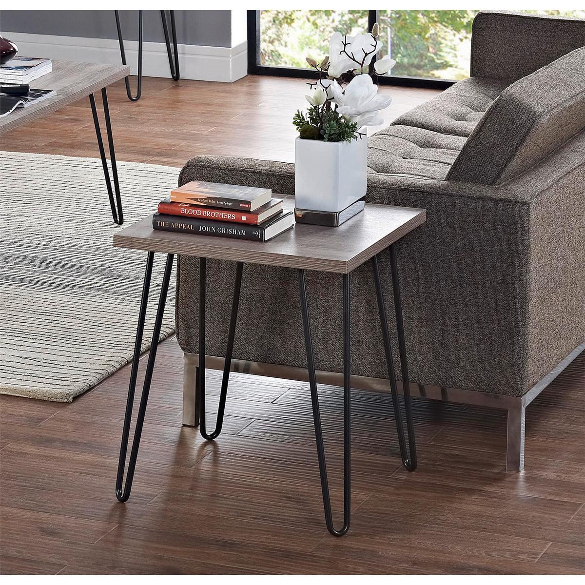 Beistelltisch Owen Eiche Dekor B: 49 cm - Eichefarben/Schwarz, Design, Papier/Holzwerkstoff (49/49/55cm) - MID.YOU