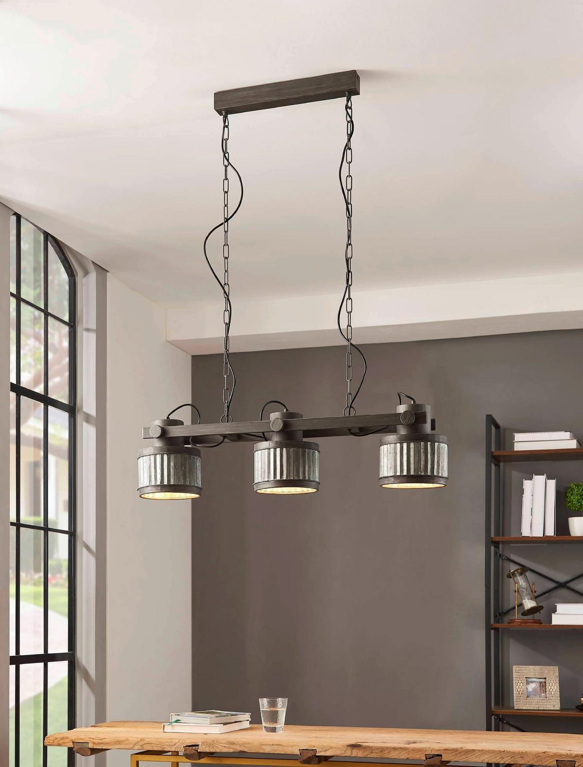Hängeleuchte 43447* Turrock - Schwarz/Grau, Design, Metall (88/18/110cm) - Eglo